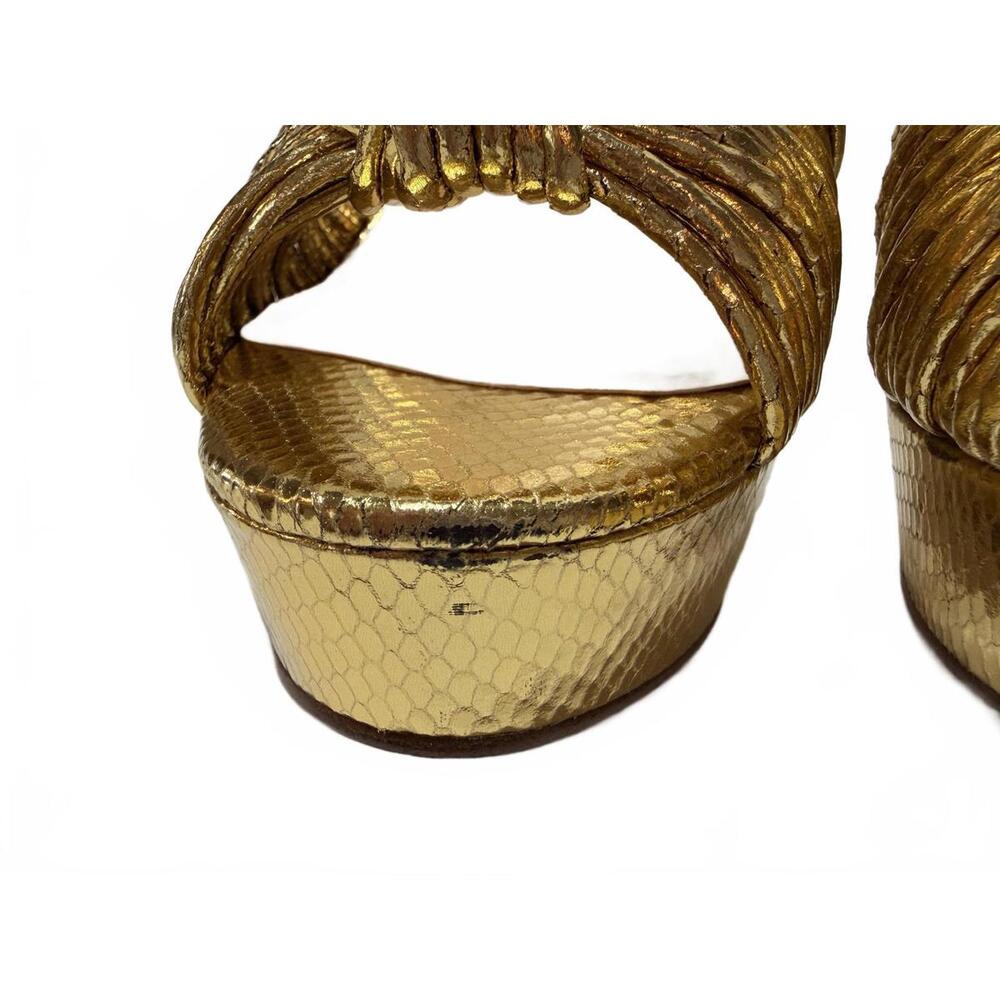 Jessica Simpson Gold Metallic Snake Platform Sandals Size 8.5M - Picture 3 of 7